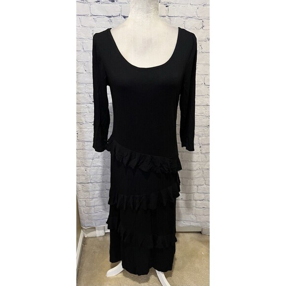 Multiples Dresses & Skirts - Multiples Long Sleeve Black Ruffle Long Maxi Dress - Soft And Stretchy - Size M